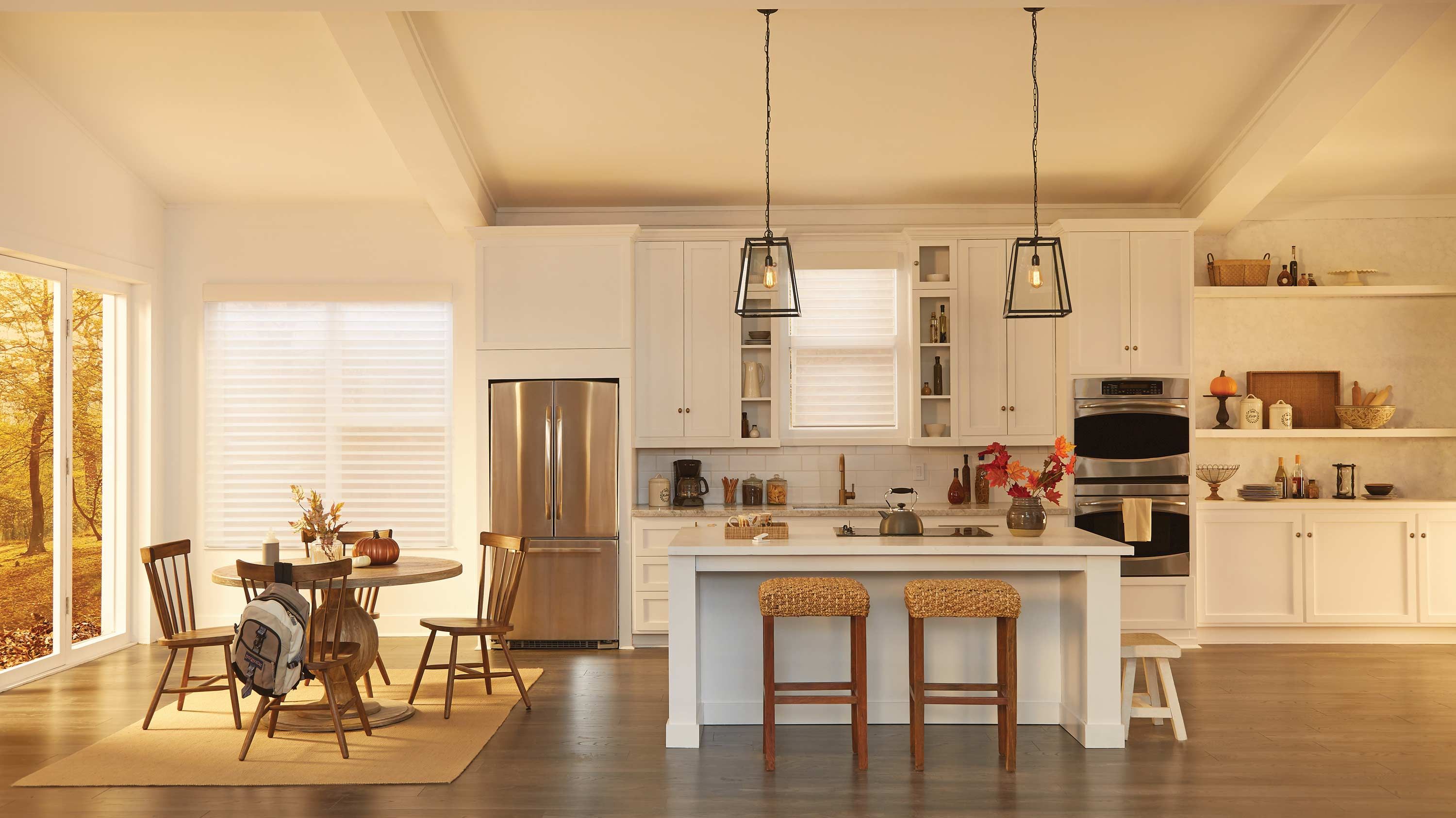 lutron image of kitchen with warm lighting