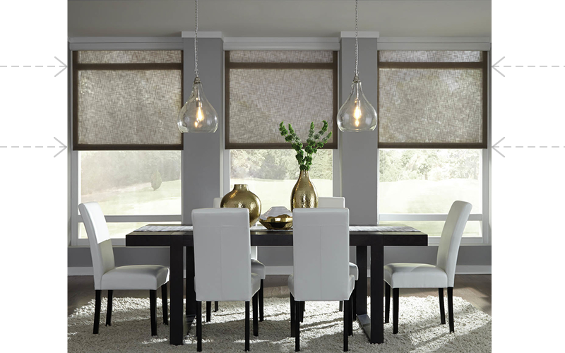 image of dining room with shades half down